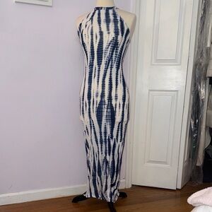 H&M Navy and Cream Halter Maxi Dress